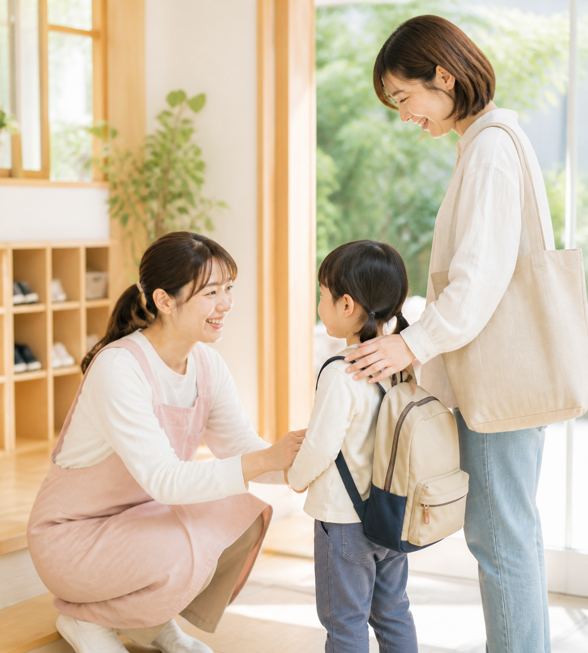 子どもの手をやさしく支える保育者